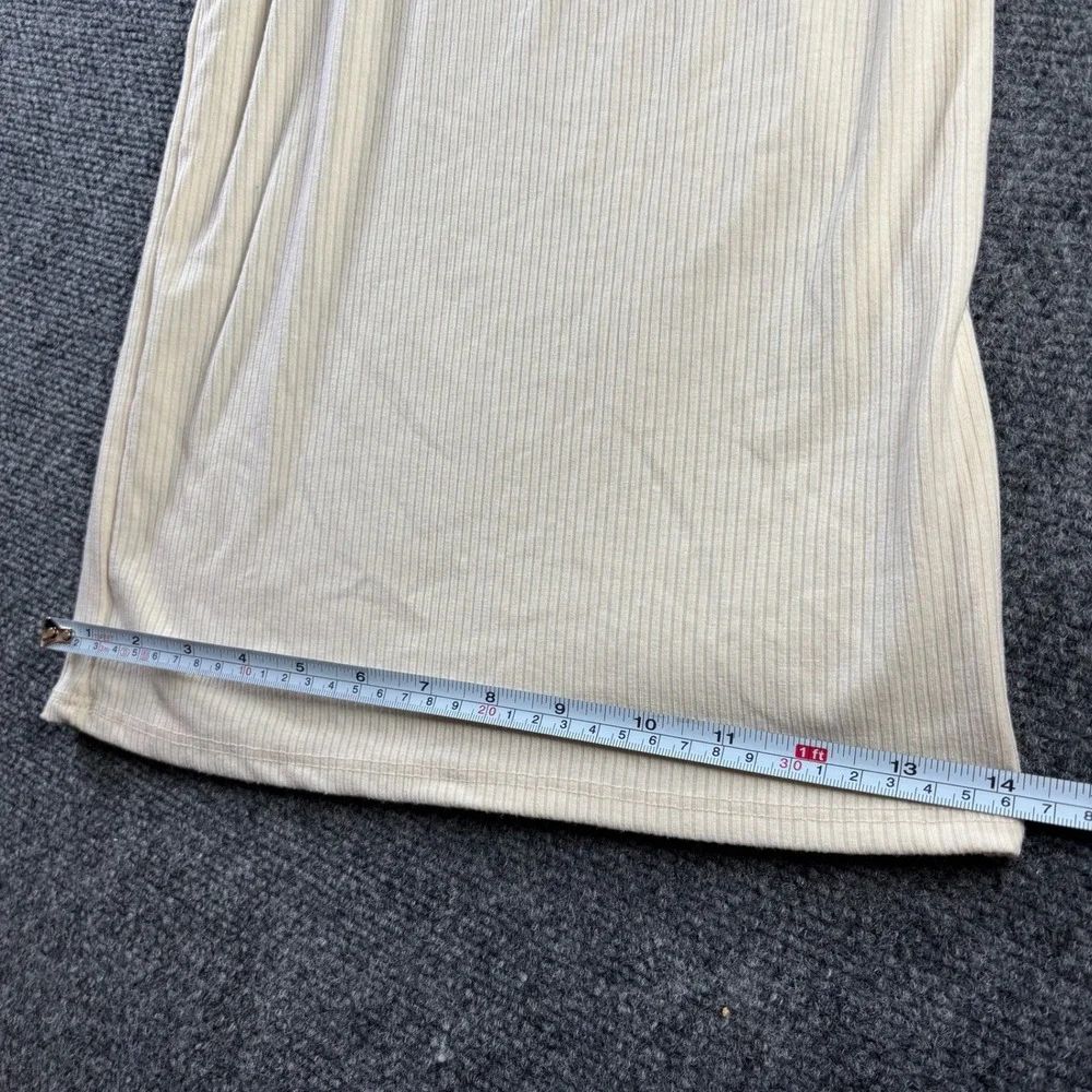 Lala Wide Leg Ribbed Knit Pants Womens XL Cream Beige Elastic Waist Casual